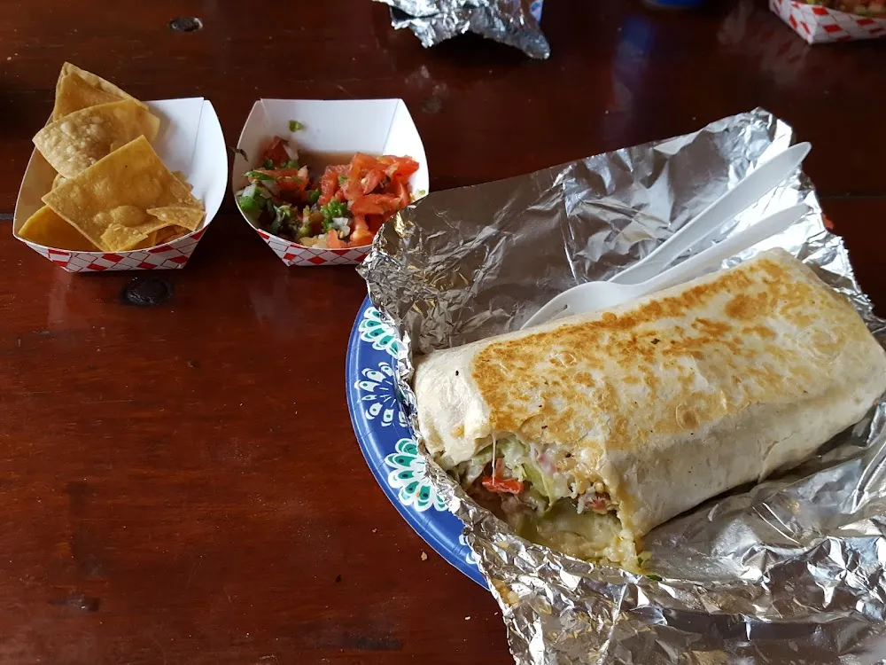Veggie Burrito and Chips N Salsa